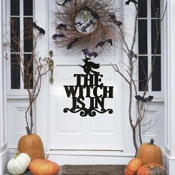 Bosorka Je V Halloween Visí Prihláste sa Domov Dvere Trick or Treat Strany Prop Dekorácie Krytý Vonkajší Dom Znamenia 6821
