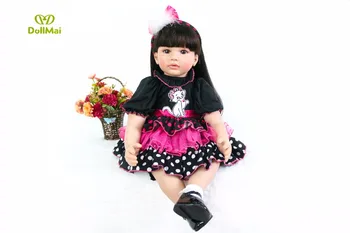 Boutique ručné 60 CM látkové Telo Reborn Baby Doll Hračky roztomilé Dieťa-Reborn Princezná Bábika s mäkkým dlhým hiar Dievčatá Vianočné darčeky 28948