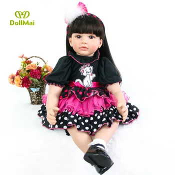 Boutique ručné 60 CM látkové Telo Reborn Baby Doll Hračky roztomilé Dieťa-Reborn Princezná Bábika s mäkkým dlhým hiar Dievčatá Vianočné darčeky