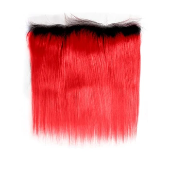 Brazílsky ľudské vlasy rozšírenie rovno zväzky s čelnej ombre farebné T1B Červenej väzbe 30 palec na čierne ženy remy full hd