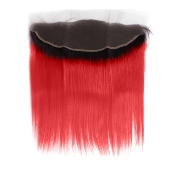 Brazílsky ľudské vlasy rozšírenie rovno zväzky s čelnej ombre farebné T1B Červenej väzbe 30 palec na čierne ženy remy full hd