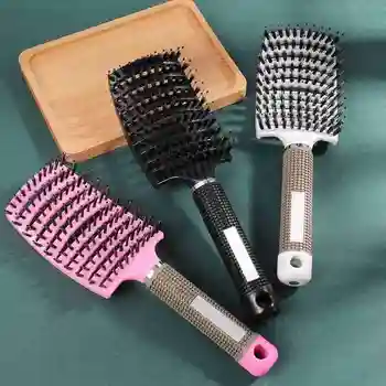 Brushy Anti Klit Hairbrush Ženy Ženské Vlasy, vlasovú Pokožku, Masážny Hrebeň S&nylon Hairbrush Mokré Kučeravé Detangle Kefa Na Vlasy Salon