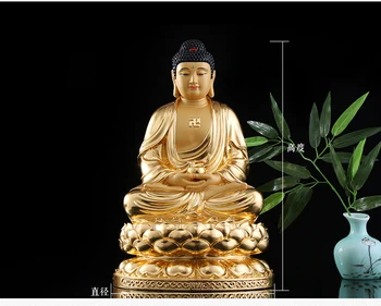 Budhistické high-grade domov rodinný účinným žehnaj Talizman Maskot gilding zlato Buddha Šakjamúni medi socha -30 CM