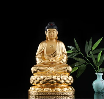Budhistické high-grade domov rodinný účinným žehnaj Talizman Maskot gilding zlato Buddha Šakjamúni medi socha -30 CM