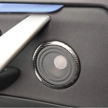 Carbon Fiber Štýl Dvere Auta Audio Reproduktorov Kruhu Kryt Výbava 4pcs Pre BMW Radu 3 3GT F30 2013-18 Horn Krúžok Dekorácie Obtlačky