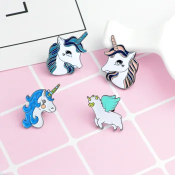 Cartoon zvierat smalt pin, roztomilý jednorožec pony a ovce farba brošňa, taška dekorácie odznak
