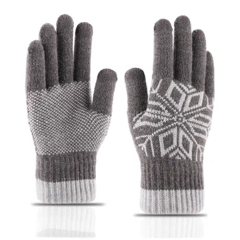 Cashmere dotykový displej rukavice zimné pánske teplé vlny žakárové plus velvet pribrala prstov, pletené vlnené