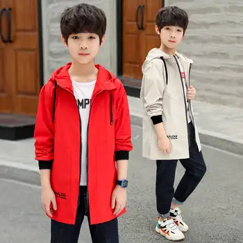 Chlapci bunda 2019 nové jar a na jeseň s kapucňou veľké deti bunda detské dlhé windbreaker kórejský tričko 18268