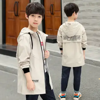 Chlapci bunda 2019 nové jar a na jeseň s kapucňou veľké deti bunda detské dlhé windbreaker kórejský tričko