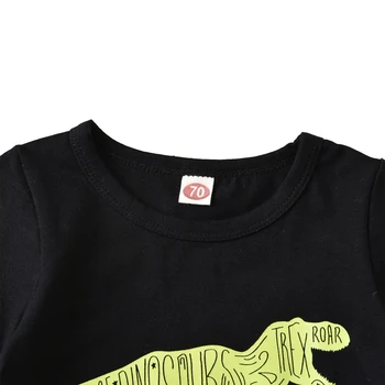 Chlapec je Karikatúra Dinosaura Vytlačené 2ks Oblek, Krátky Rukáv Kolo Krku T-shirt s Elastický Pás Krátke Nohavice, Oblečenie Set