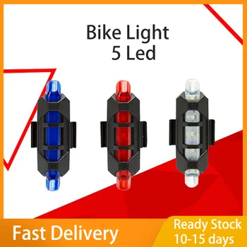 Ciclismo USB Nabíjateľné Svetlo na Bicykel 5LED Predné Zadné Zadné zadné Svetlá na Bicykli Bezpečnostné Výstražné Svetlo Vodotesné Svietidlo Svietidlo