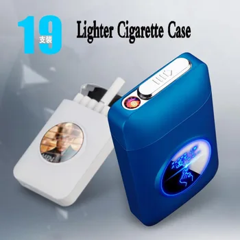 Cigareta Prípade Box s USB Elektronické Ľahšie Skladovanie Tabakových Prípade Cigariet Držiteľ Elektrické Plazmové Ľahšie Gadgets Pre Človeka