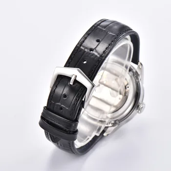 Corgeut Power Reserve pánske hodinky Top značky bielej dial oceľových prípade, že dátum Kožené ST1780 Luxusné automatická hodiny pánske náramkové hodinky 24913