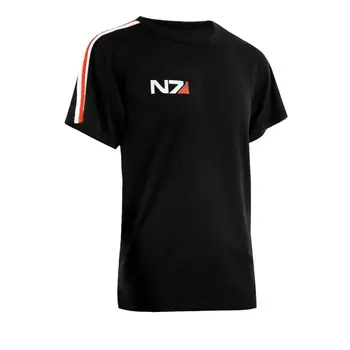 Cosdaddy N7 T-shirt Hmotnosť pánske Čierne Tričko John Shepard Cosplay Kostým Účinok Topy