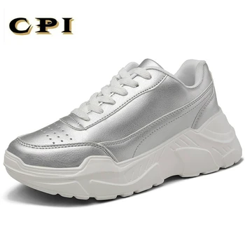CPI Farebné Ženy Tenisky Trendy Patent Kožené Topánky Žena Platformy Robustný Obuv Dámy Otecko Topánky Soulier Femme AD-24