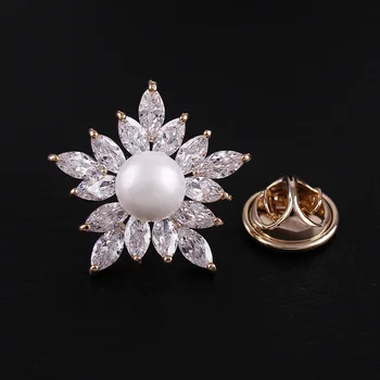 Crystal CZ Pearl klopě pin brošňa High-grade Golier košele tlačidlá pin ornament príslušenstvo
