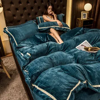 Crystal Velvet 4pcs Cumlík Zimné posteľná bielizeň Nastaviť Posteľná Bielizeň Perinu Dizajnér Twin Lôžka Nastaviť Luxusné Postele Kryt Sady
