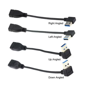 CY USB 3.0 Typ-A Samec na USB 3.0 Typ-A, Samica Predlžovací Kábel 20 cm 5Gbps 90 Stupňov 4816