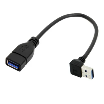CY USB 3.0 Typ-A Samec na USB 3.0 Typ-A, Samica Predlžovací Kábel 20 cm 5Gbps 90 Stupňov