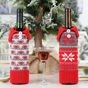 Dekoráciami Vianočné Dekorácie Fľaša Vína Kryt Darčekové Tašky Podržte Vianoce Večeri Dekor Ornament Tabuľka Strana Domova 63050