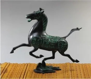 Dekorácie bronz factory Čistej Mosadze Starožitné Nádherné Staré Čínske bronzová socha koňa lietať lastovička Údaje socha 6594