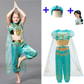 Deti Halloween Kostýmy Aladdin dievčatá oblečenie princezná jasmine cosplay detské kostýmy Halloween Party stage show kostýmy
