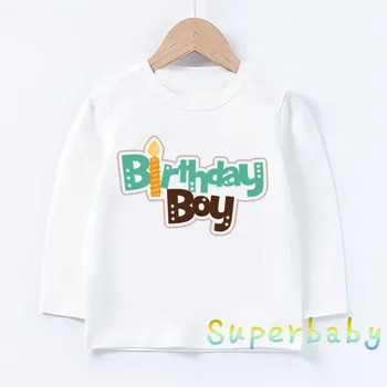 Deti Happy Birthday Boy List Print T shirt Dieťa Boys Legrační Karikatúra Deti Topy s Dlhým Rukávom T-shirt,LKP5220