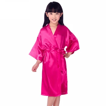 Deti Satin Kimono Šaty, Župan Nightgown Spa Party, Narodeniny Detí Hodváb Škvŕn Čistý Kimono Obliekanie pyžamo rúcha