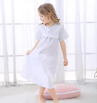Detské Nightgown Baby Dievčatá Šaty, Krátky Rukáv Deti Sleepwear Vintage Princezná Domov Nosiť Pyžamo Mäkké Spánku Pajama