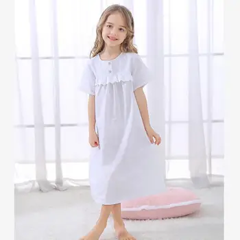 Detské Nightgown Baby Dievčatá Šaty, Krátky Rukáv Deti Sleepwear Vintage Princezná Domov Nosiť Pyžamo Mäkké Spánku Pajama