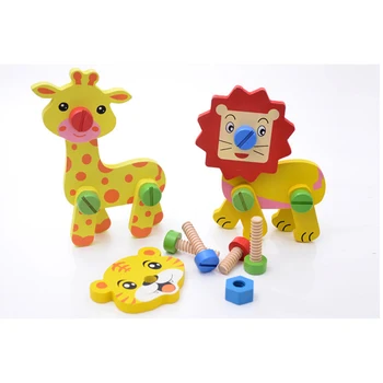 Deťom drevené hračky demontáž zvierat zmes hračky raného vzdelávania matica montáž zmes hračky pre deti, darčeky