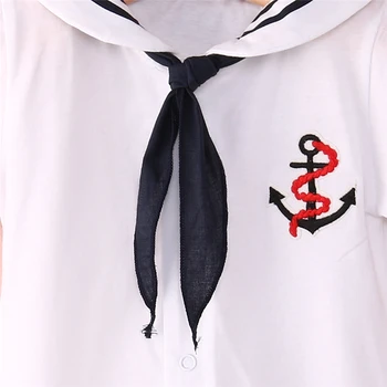 Dieťa námornícky kostým kotvy romper navy kostýmy pre dojčatá 2019 nová biela bavlna Krátky rukáv jumpsuit Halloween kostým dieťa