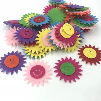 DIY 200pcs Zmiešané Farby Usmiate slnko tvar Cítil nášivka dekoratívne odevné doplnky 34CM