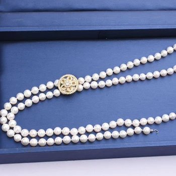 Diy dlho perlový náhrdelník sveter reťazca kvet pevné dvojradu klip tlačidlo príslušenstvo 925 silver ozdoby live klip tlačidlo 783