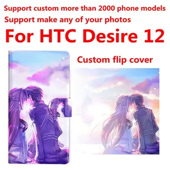 DIY Telefón taška Osobné vlastnú fotografiu, Obrázok PU kožené puzdro flip kryt pre HTC Desire 12