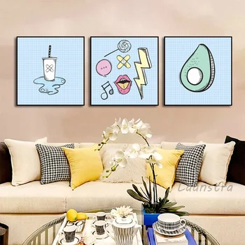 Domáce Dekorácie Moderné Cartoon Art Maľovanie Nordic Jednoduché Vietor Obývacia Izba, Spálňa Pozadí Stene Visí Obraz Frameless