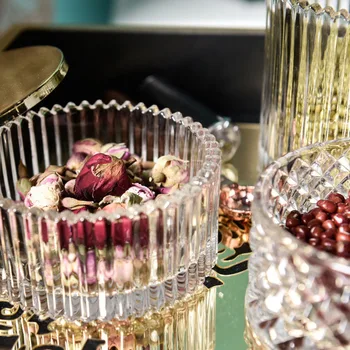 Domáce Dekorácie Príslušenstvo Európskej Svetlo Luxusné Sklenené Skladovanie Jar Ploche Decor Art, Ozdoby, Čaj, Káva Viaczrnné Candy Jar