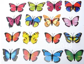 Doprava zadarmo 60 X 3D Umelé Motýľ Dekorácie Magnety Plavidlá, Chladnička Izba Stenu Decor 28738