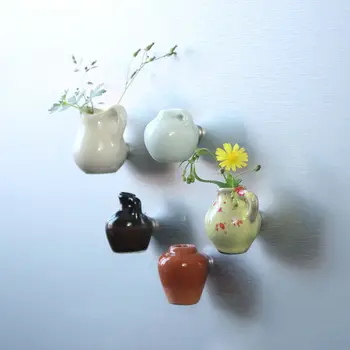 Doprava zadarmo Kvetina Keramiky Mini Váza Chladnička Magnet Kvetinárstvo HOBBY hračky auto domácej kuchyne, kancelárie dekorácie, party prospech dary