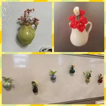 Doprava zadarmo Kvetina Keramiky Mini Váza Chladnička Magnet Kvetinárstvo HOBBY hračky auto domácej kuchyne, kancelárie dekorácie, party prospech dary