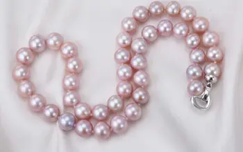 Doprava zadarmo NÁDHERNÝ 10-11 mm kolo levandule pearl náhrdelníky 18-palcové 925s