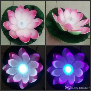 Doprava zadarmo Umelé LED Plávajúce Lotosový Kvet Sviečka, Lampa S Farebnými Zmeniť Svetlá Pre Svadobné Dekorácie 40115