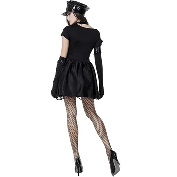 Dospelé Ženy, Gotický Sexy Policajt Policajti Kostým Tmavo Čierne Sexy Mini Šaty Hravé Pokušenie Jednotné Pre Dievčatá Plus Veľkosť 3750
