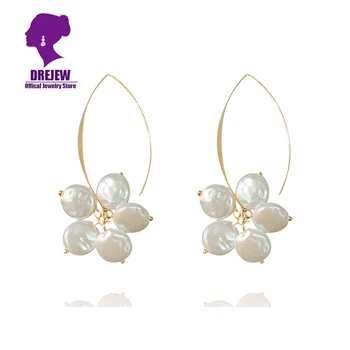 DREJEW Pearl Flower Drahokamu Vyhlásenie Náušnice 2019 Nehrdzavejúcej Ocele Drop Náušnice pre Ženy, Svadby, Módne Šperky HE1311