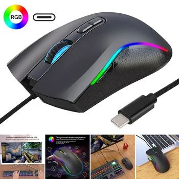 Drôtová Myš 6 Nastaviteľné DPI 7 Tlačidlo Makro Programovanie RGB Svetlo Office PC Hry Myší JHP-Najlepšie