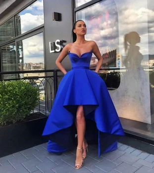 Dubaj arabčina Kráľovská Modrá Dlhé Večerné Šaty 2020 Nový Príchod V-neck Asymetrické Krátke Predné Dlho Späť Ženy Formálne Šaty