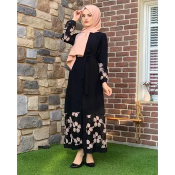 Dubaj Otvoriť Abaya Moslimských Žien Maxi Šaty, Výšivky, Kvetinové Dlho Party Šaty Kimono Kaftan Turecký Jilbab Islamské Oblečenie Šaty