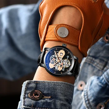 Dvojité Tourbillon Švajčiarsko Hodinky AILANG Originálne pánske Automatické Hodinky Self-Vietor Módne Muži Mechanické Náramkové hodinky Kože