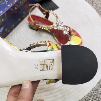 Dámske Letné Sandále 2019 Nové Módne Boho Drahokamu Pláži Flip Flops Reálnom Kožené Strany Hrubé Podpätky Ríme Sandalias Plus Veľkosť