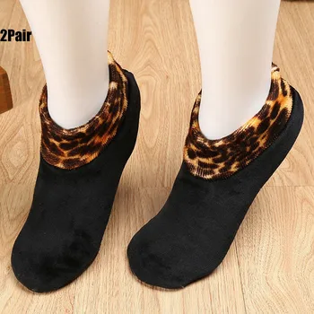 Dámske Zimné Teplé Ponožky Leopard Posteľ Non Slip Domáce Vnútorné Non-slip Tepelnej Ponožky Priedušná Bežné Ponožky Calcetines Mujer